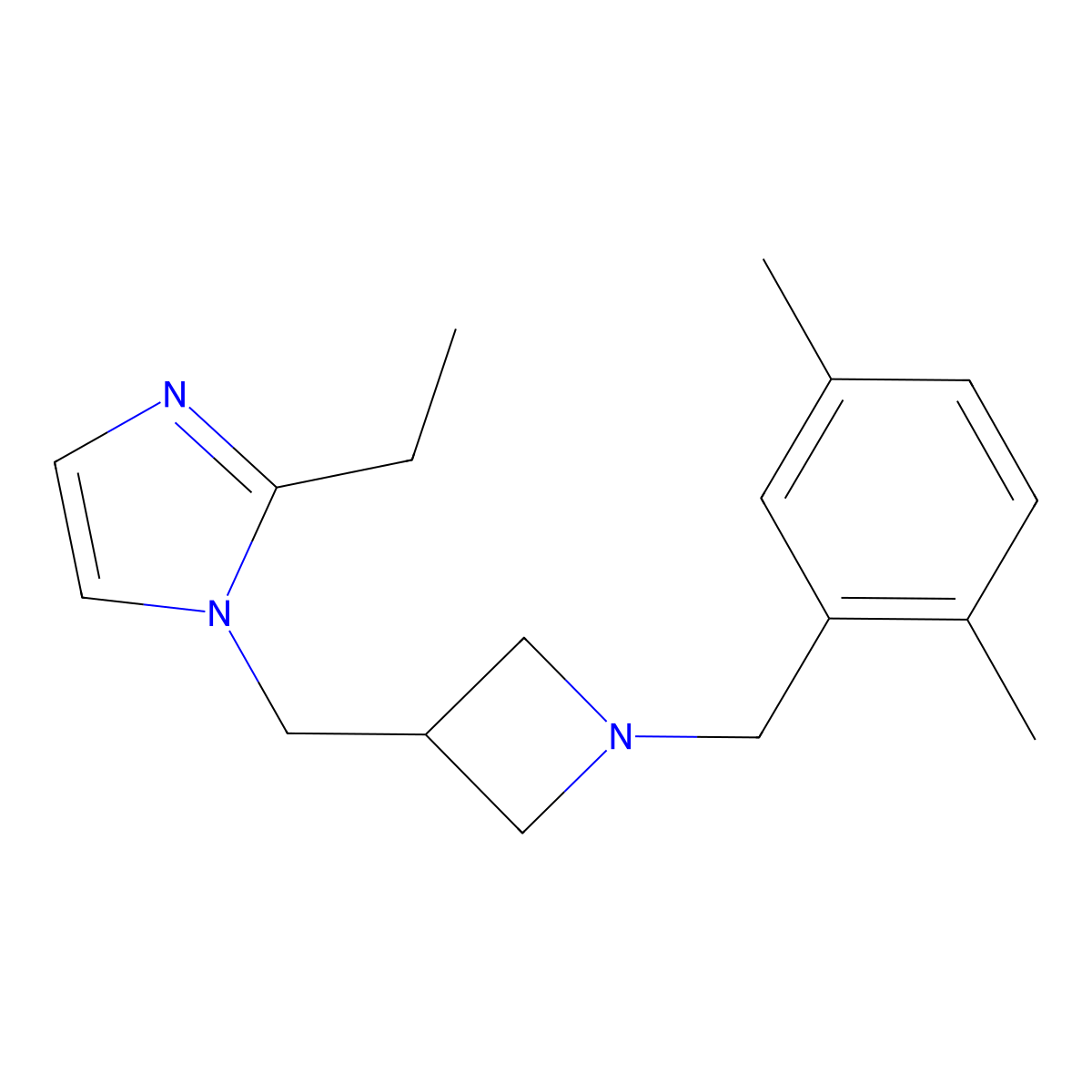 1-({1-[(2,5-dimethylphenyl)methyl]azetidin-3-yl}methyl)-2-ethyl-1H-imidazole molecular structure, CAS 2742011-26-1