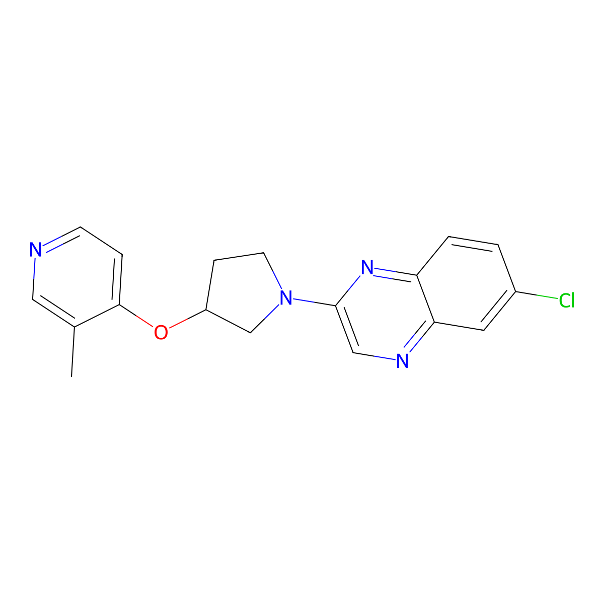 6-Chloro-2-{3-[(3-methylpyridin-4-yl)oxy]pyrrolidin-1-yl}quinoxaline molecular structure, CAS 2742011-29-4
