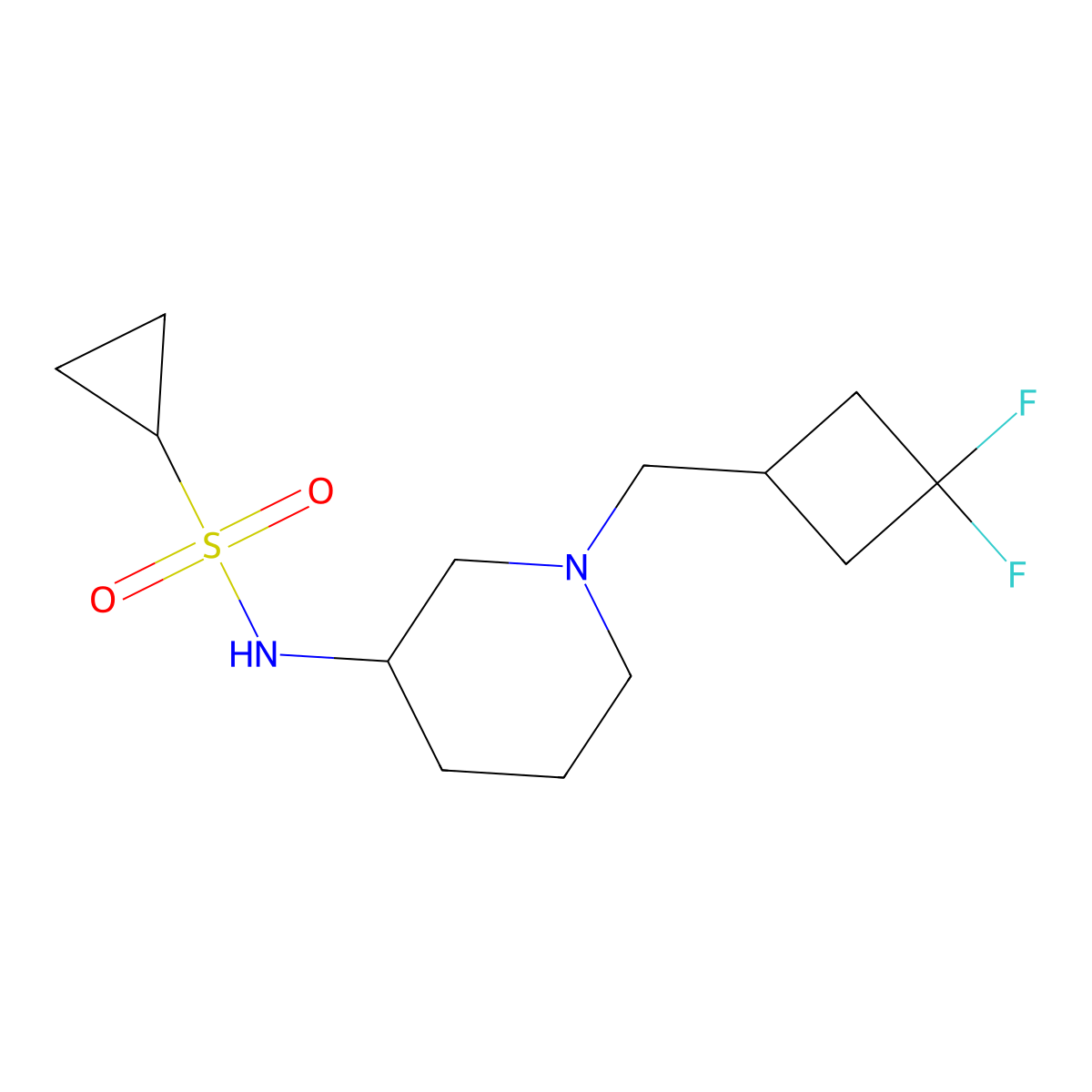 N-{1-[(3,3-difluorocyclobutyl)methyl]piperidin-3-yl}cyclopropanesulfonamide molecular structure, CAS 2742011-31-8