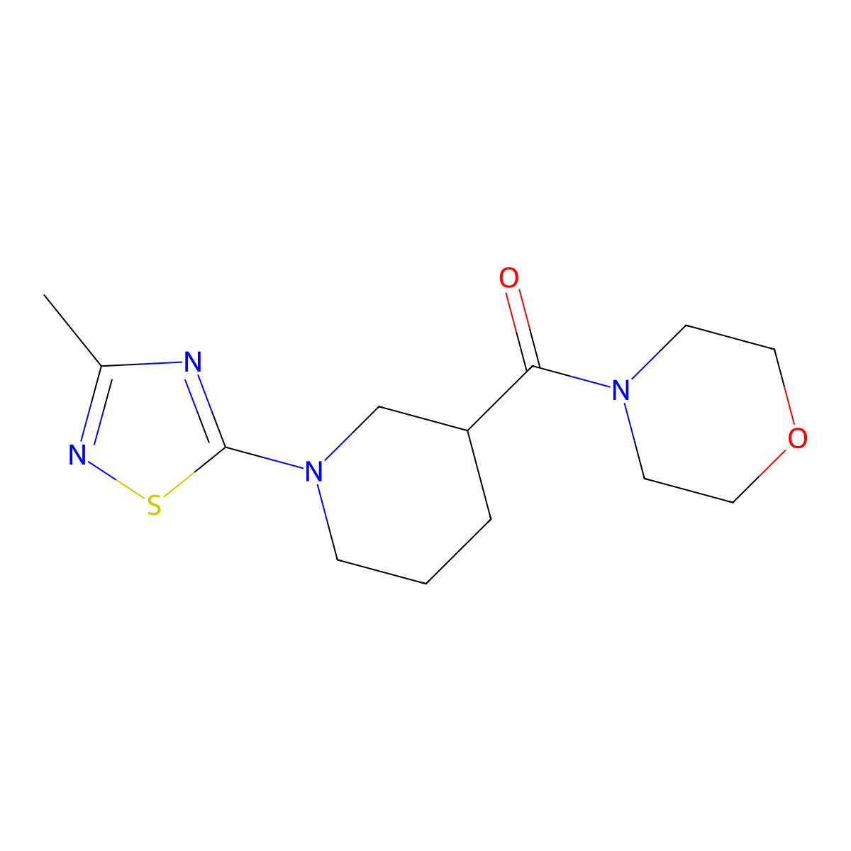 4-[1-(3-Methyl-1,2,4-thiadiazol-5-yl)piperidine-3-carbonyl]morpholine molecular structure, CAS 2742011-35-2