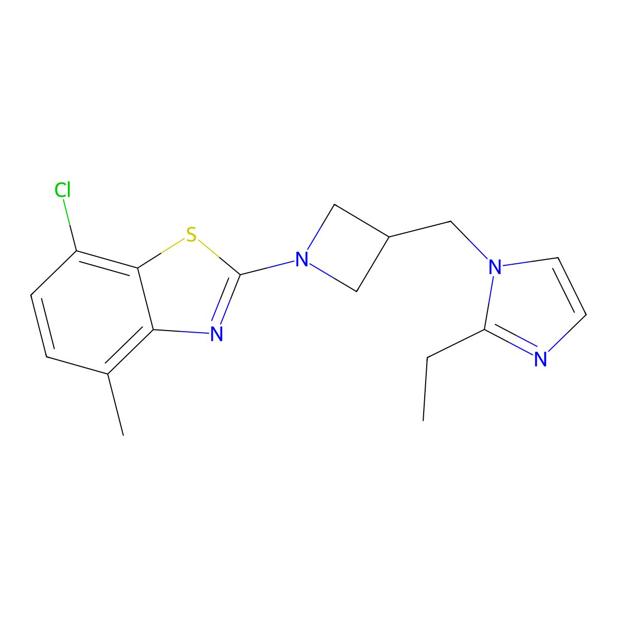 7-chloro-2-{3-[(2-ethyl-1H-imidazol-1-yl)methyl]azetidin-1-yl}-4-methyl-1,3-benzothiazole molecular structure, CAS 2742011-36-3