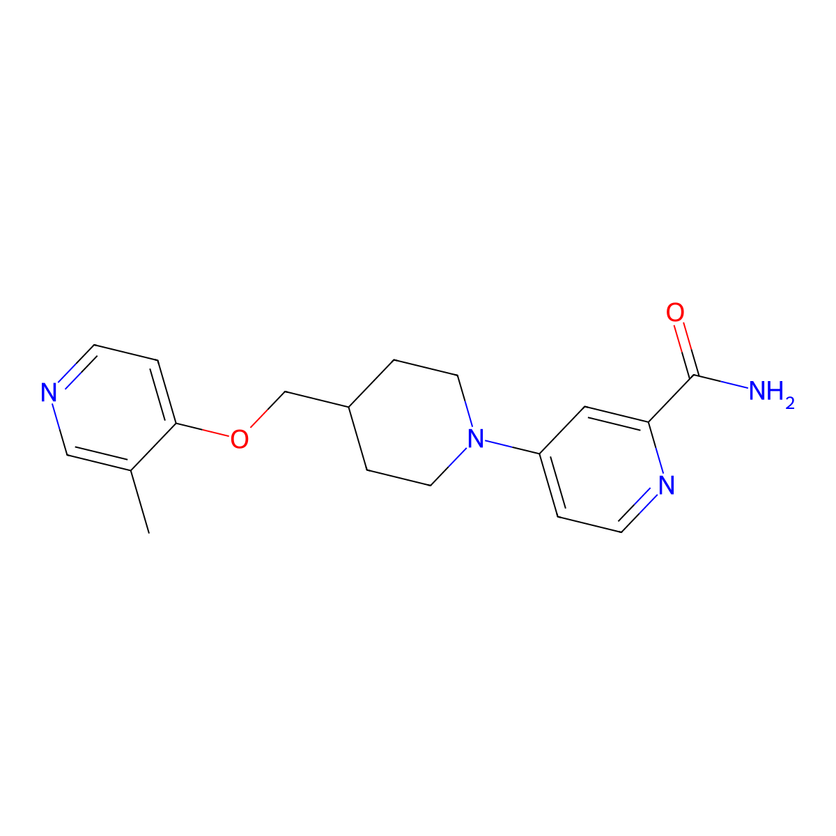 4-(4-{[(3-Methylpyridin-4-yl)oxy]methyl}piperidin-1-yl)pyridine-2-carboxamide molecular structure, CAS 2742011-39-6