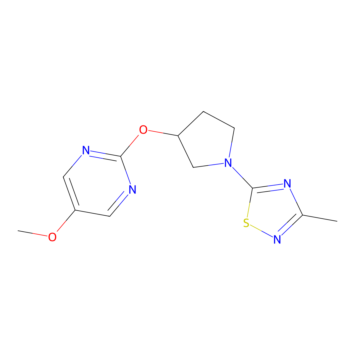 5-Methoxy-2-{[1-(3-methyl-1,2,4-thiadiazol-5-yl)pyrrolidin-3-yl]oxy}pyrimidine molecular structure, CAS 2742011-42-1