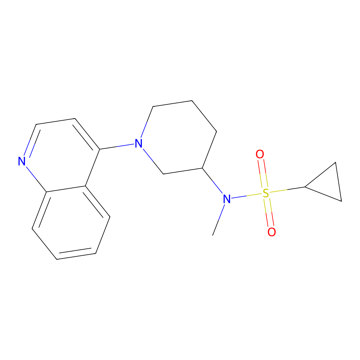 N-methyl-N-[1-(quinolin-4-yl)piperidin-3-yl]cyclopropanesulfonamide molecular structure, CAS 2742011-44-3