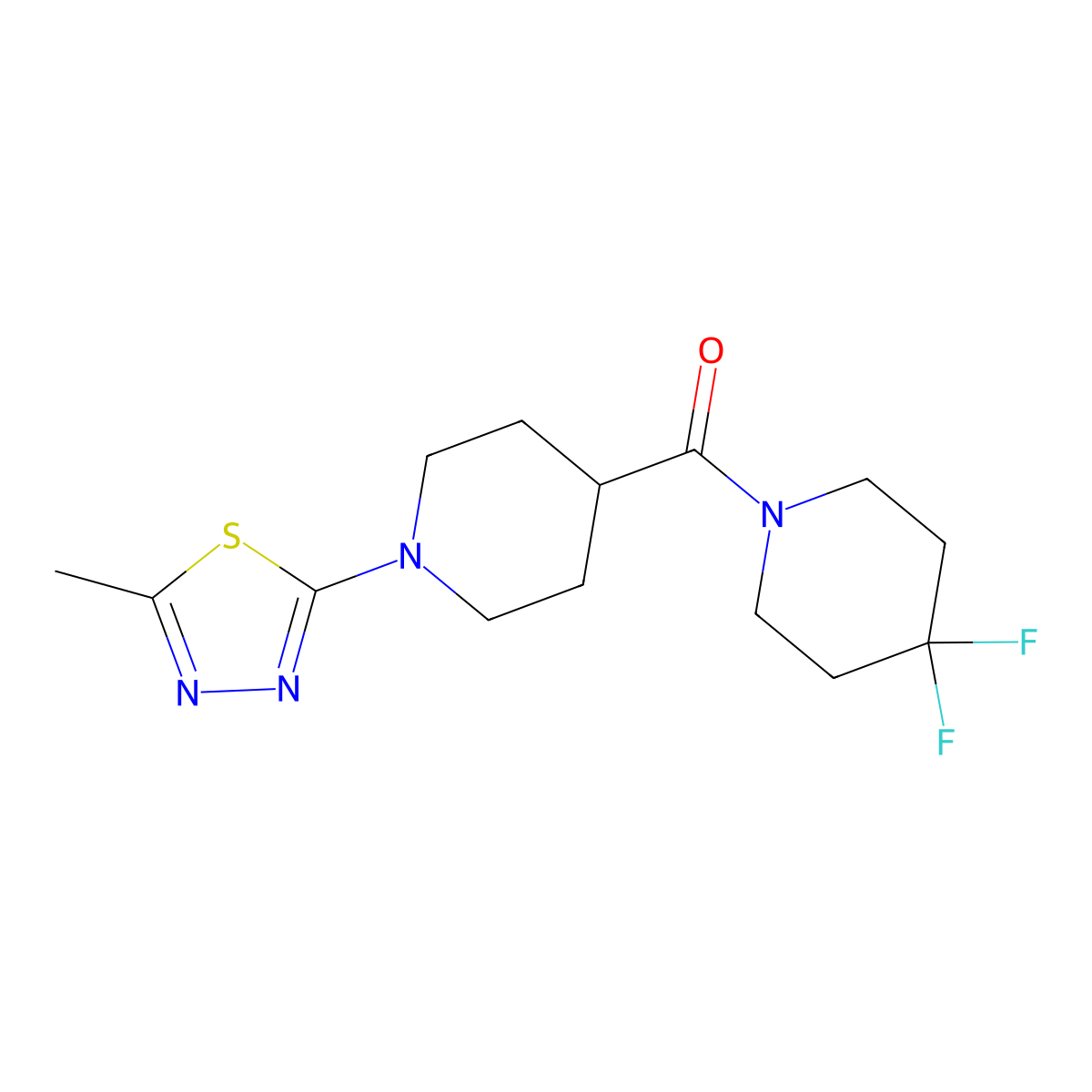 4-(4,4-Difluoropiperidine-1-carbonyl)-1-(5-methyl-1,3,4-thiadiazol-2-yl)piperidine molecular structure, CAS 2742011-47-6