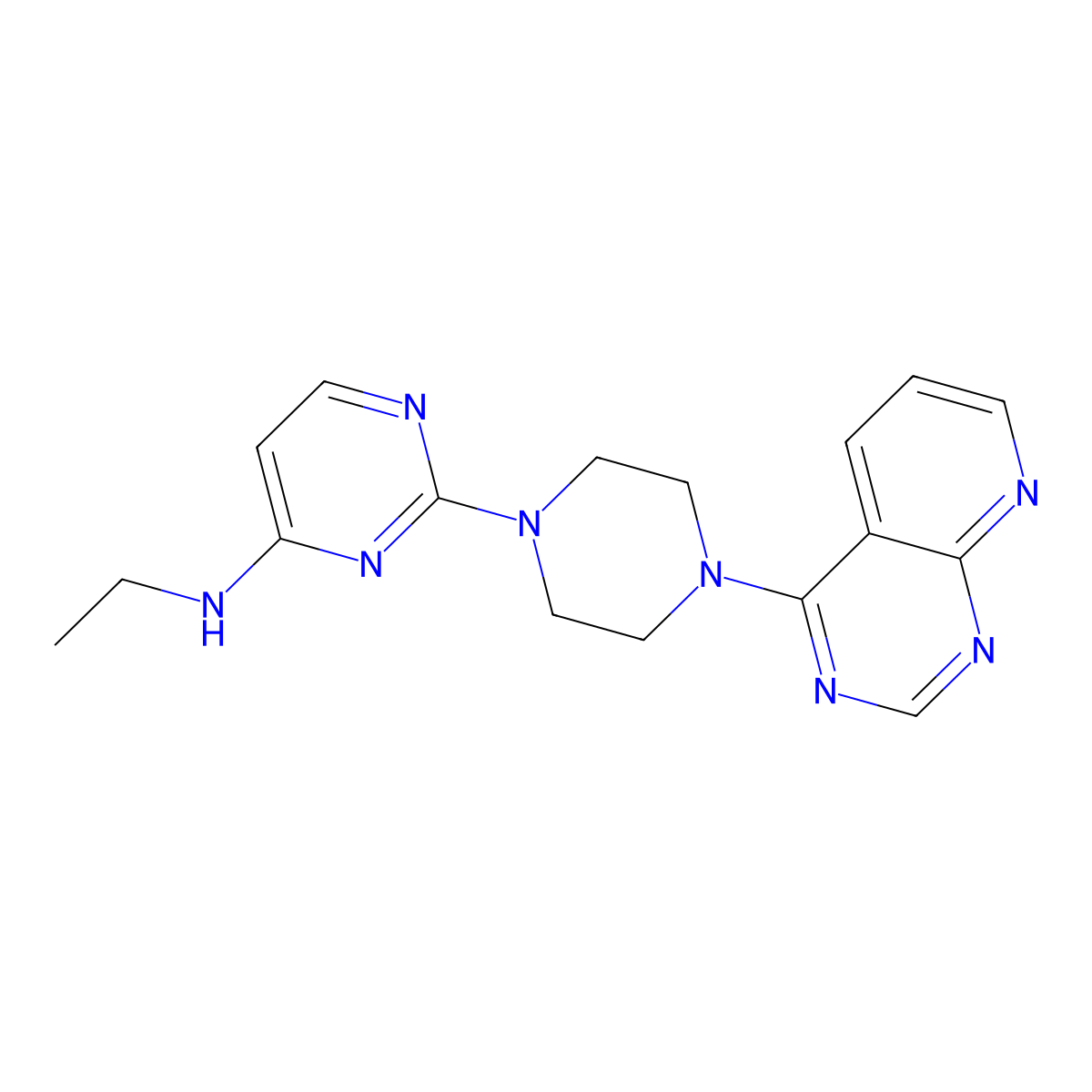 N-ethyl-2-(4-{pyrido[2,3-d]pyrimidin-4-yl}piperazin-1-yl)pyrimidin-4-amine molecular structure, CAS 2742011-57-8