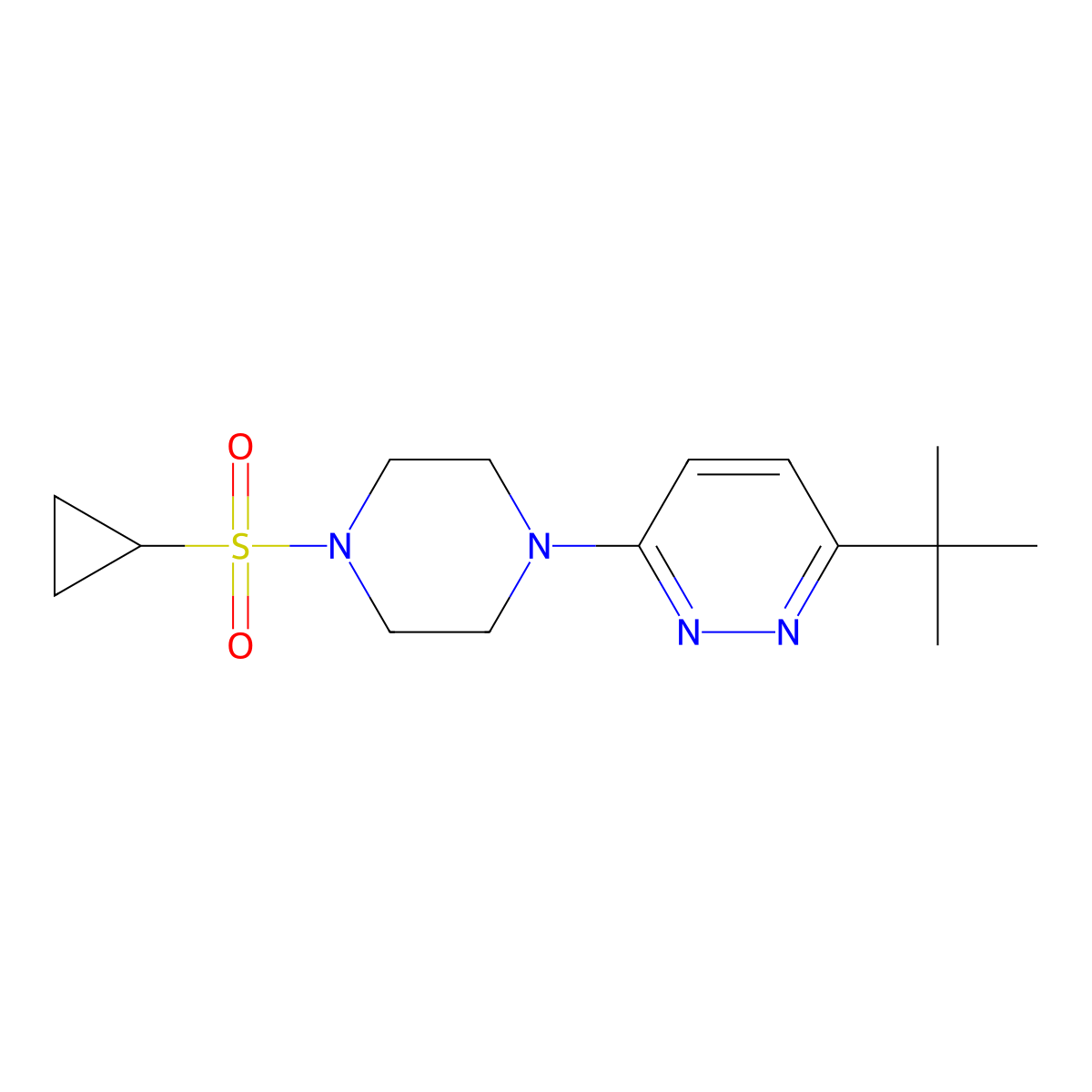3-Tert-butyl-6-[4-(cyclopropanesulfonyl)piperazin-1-yl]pyridazine molecular structure, CAS 2742011-63-6