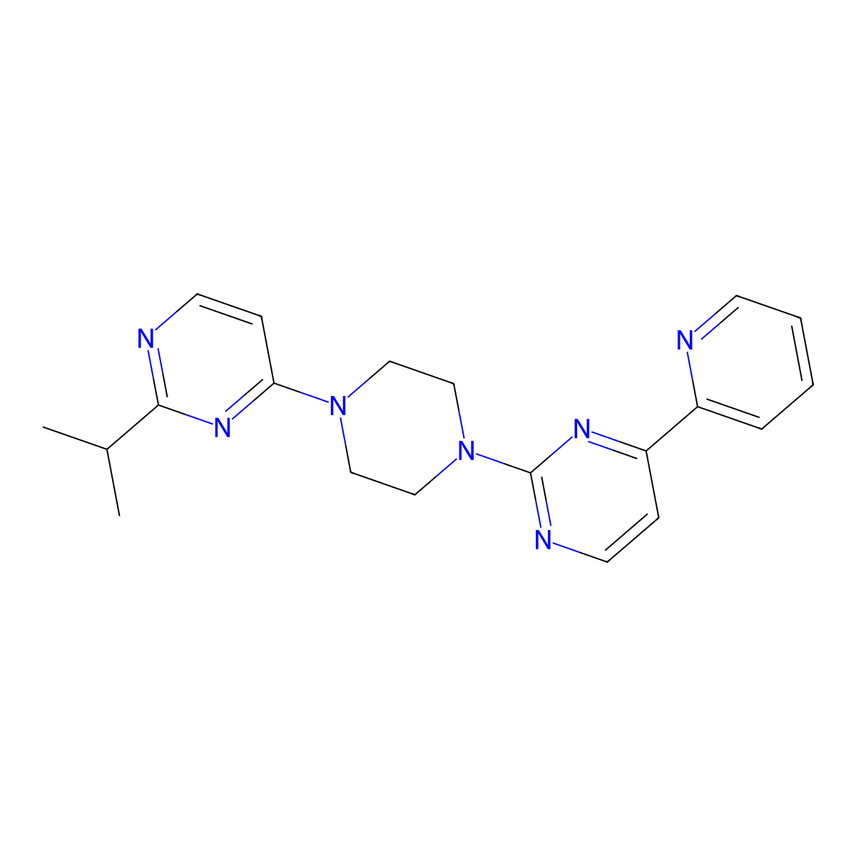 2-{4-[2-(Propan-2-yl)pyrimidin-4-yl]piperazin-1-yl}-4-(pyridin-2-yl)pyrimidine molecular structure, CAS 2742011-64-7