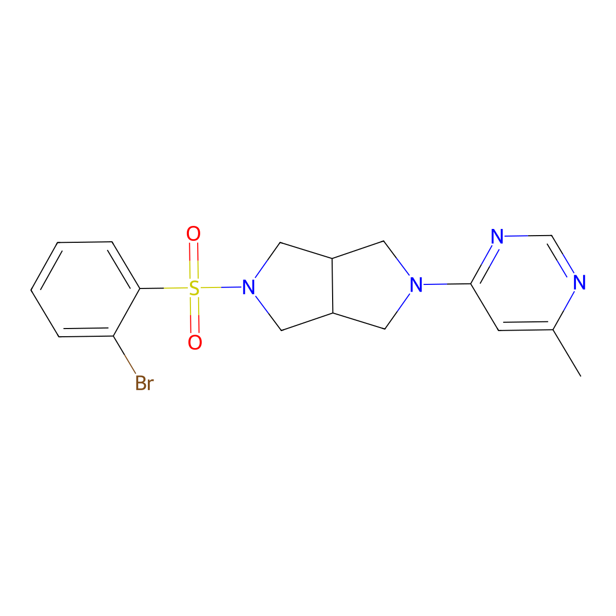 4-[5-(2-Bromobenzenesulfonyl)-octahydropyrrolo[3,4-c]pyrrol-2-yl]-6-methylpyrimidine molecular structure, CAS 2742011-66-9