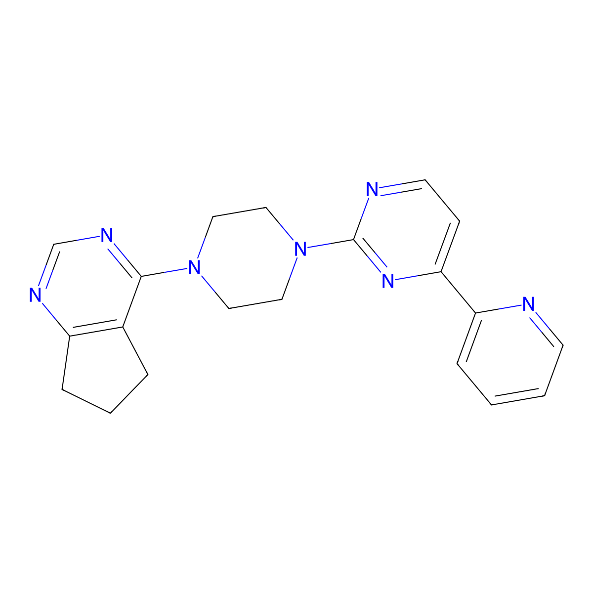 2-(4-{5H,6H,7H-cyclopenta[d]pyrimidin-4-yl}piperazin-1-yl)-4-(pyridin-2-yl)pyrimidine molecular structure, CAS 2742011-69-2