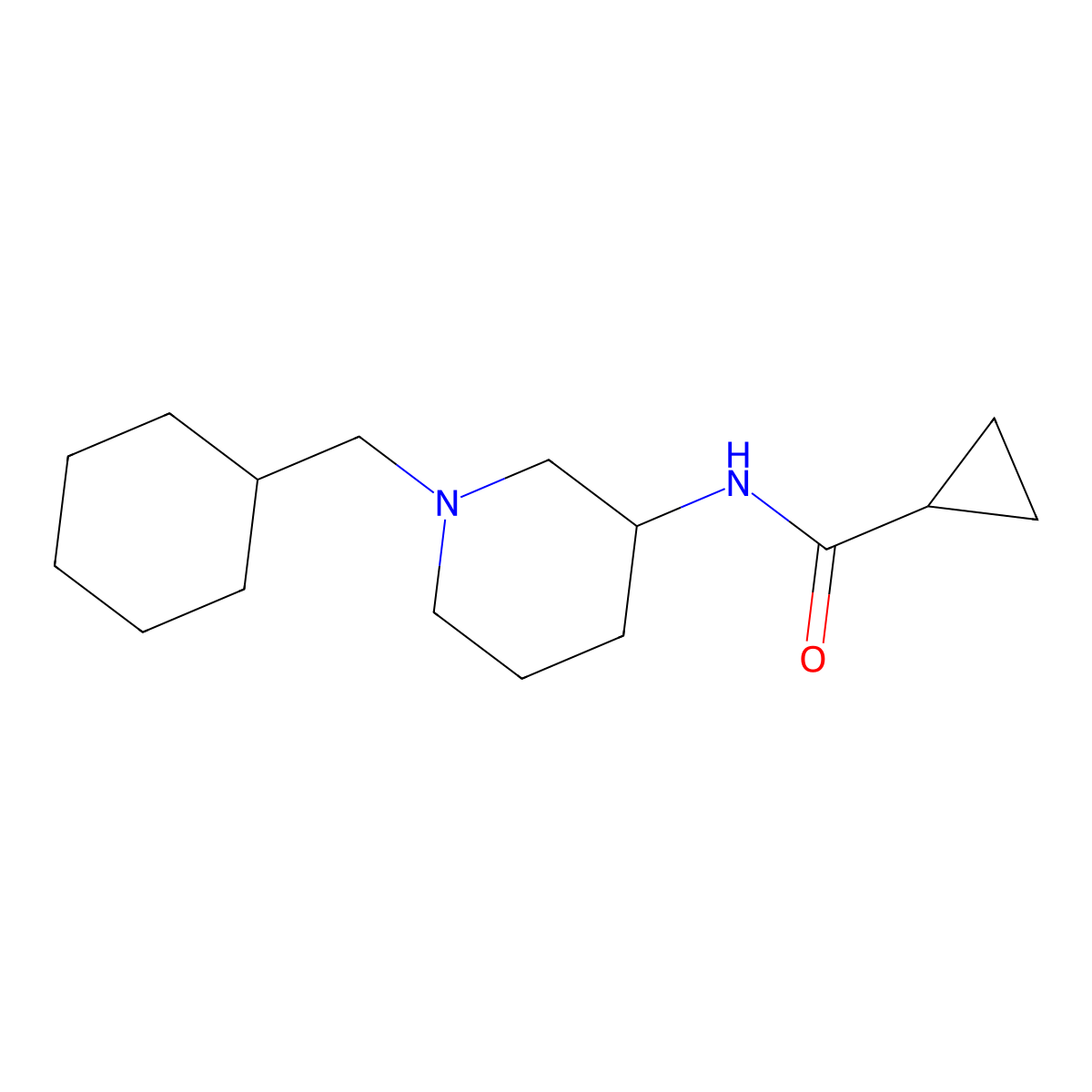N-[1-(cyclohexylmethyl)piperidin-3-yl]cyclopropanecarboxamide molecular structure, CAS 2742011-73-8