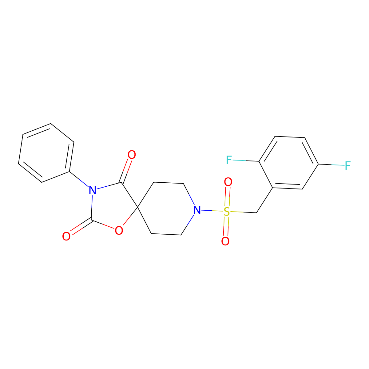 8-[(2,5-Difluorophenyl)methanesulfonyl]-3-phenyl-1-oxa-3,8-diazaspiro[4.5]decane-2,4-dione molecular structure, CAS 2742011-87-4