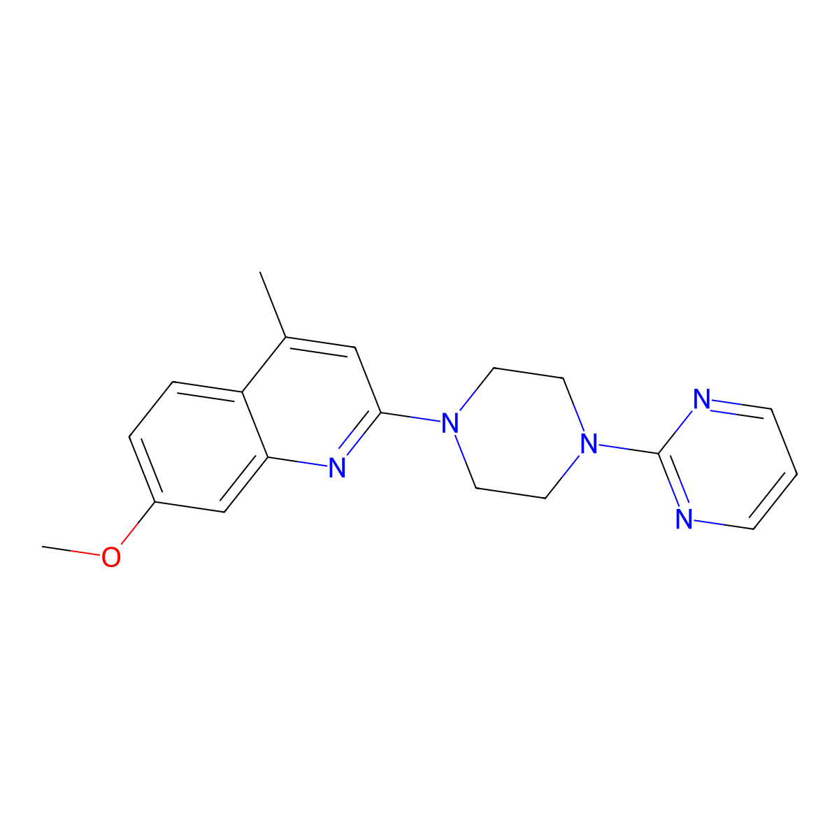 7-Methoxy-4-methyl-2-[4-(pyrimidin-2-yl)piperazin-1-yl]quinoline molecular structure, CAS 2742011-92-1