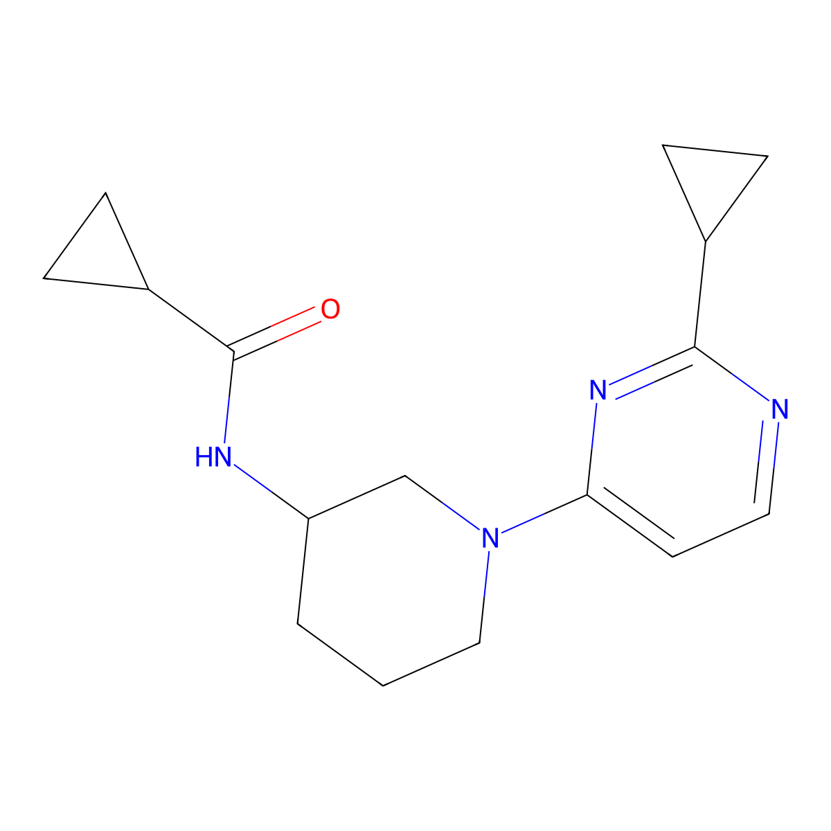 N-[1-(2-cyclopropylpyrimidin-4-yl)piperidin-3-yl]cyclopropanecarboxamide molecular structure, CAS 2742011-93-2