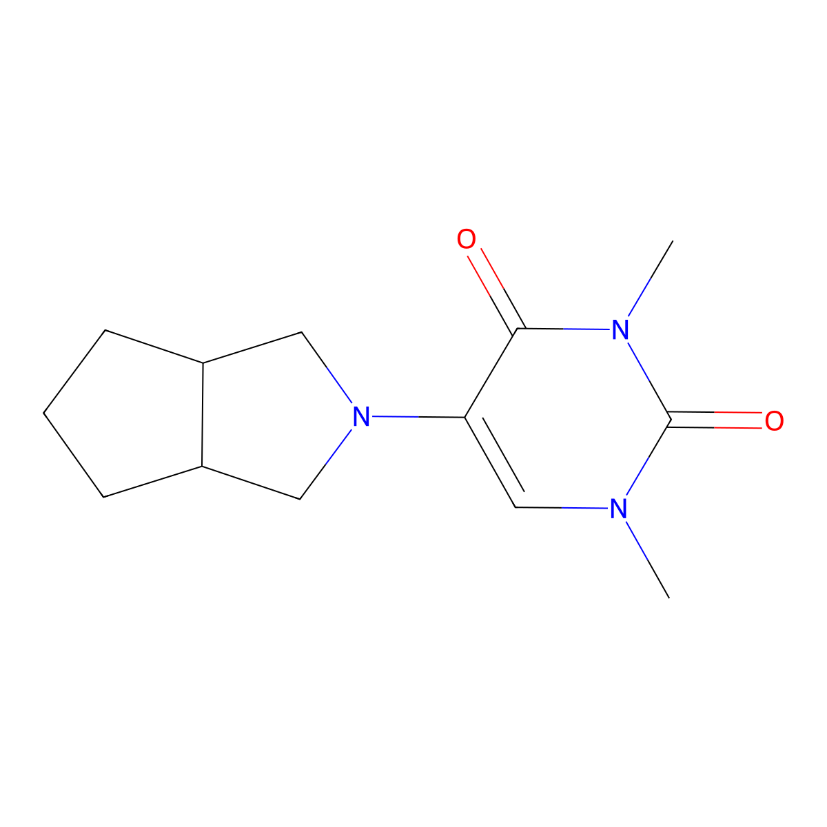 1,3-Dimethyl-5-{octahydrocyclopenta[c]pyrrol-2-yl}-1,2,3,4-tetrahydropyrimidine-2,4-dione molecular structure, CAS 2742011-96-5