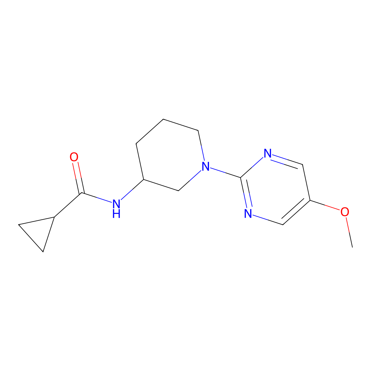 N-[1-(5-methoxypyrimidin-2-yl)piperidin-3-yl]cyclopropanecarboxamide molecular structure, CAS 2742012-03-7