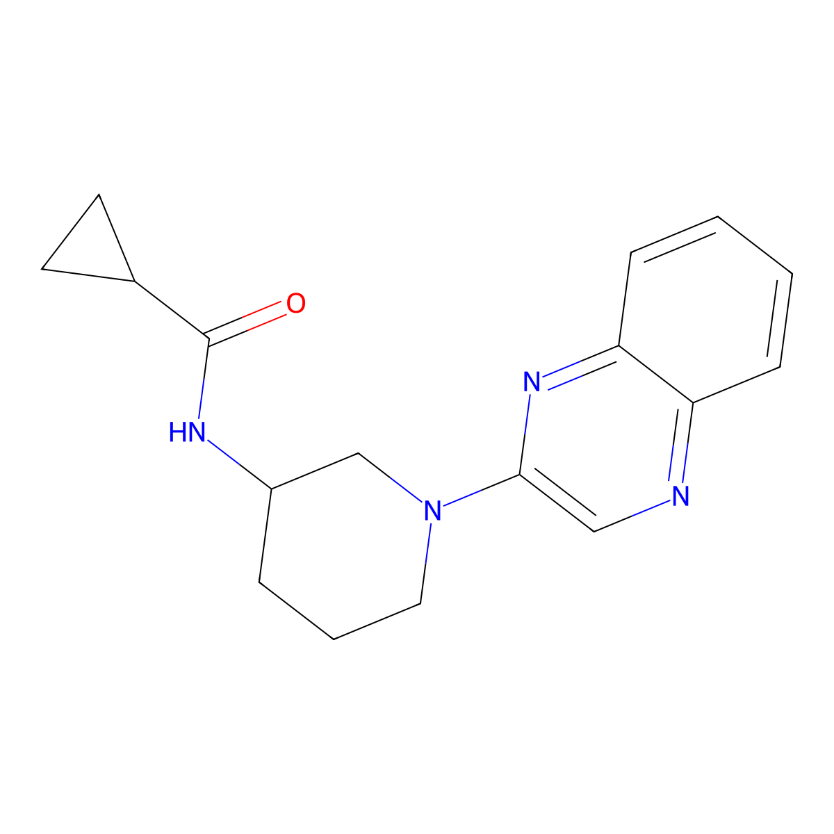N-[1-(quinoxalin-2-yl)piperidin-3-yl]cyclopropanecarboxamide molecular structure, CAS 2742012-08-2