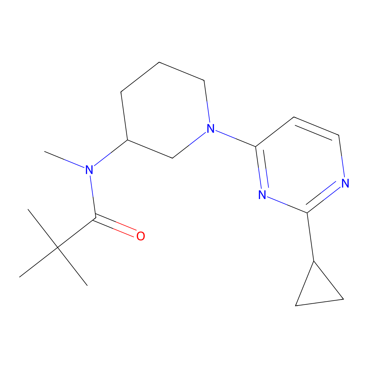 N-[1-(2-cyclopropylpyrimidin-4-yl)piperidin-3-yl]-N,2,2-trimethylpropanamide molecular structure, CAS 2742012-14-0
