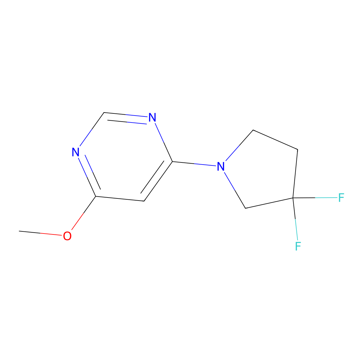 4-(3,3-Difluoropyrrolidin-1-yl)-6-methoxypyrimidine molecular structure, CAS 2742012-25-3
