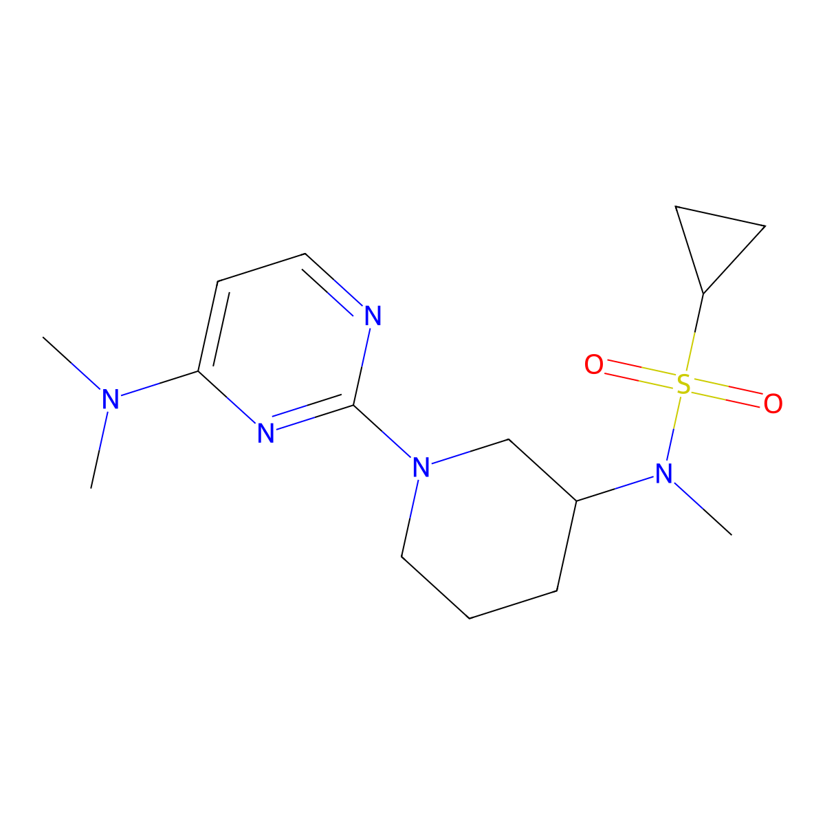N-{1-[4-(dimethylamino)pyrimidin-2-yl]piperidin-3-yl}-N-methylcyclopropanesulfonamide molecular structure, CAS 2742012-27-5