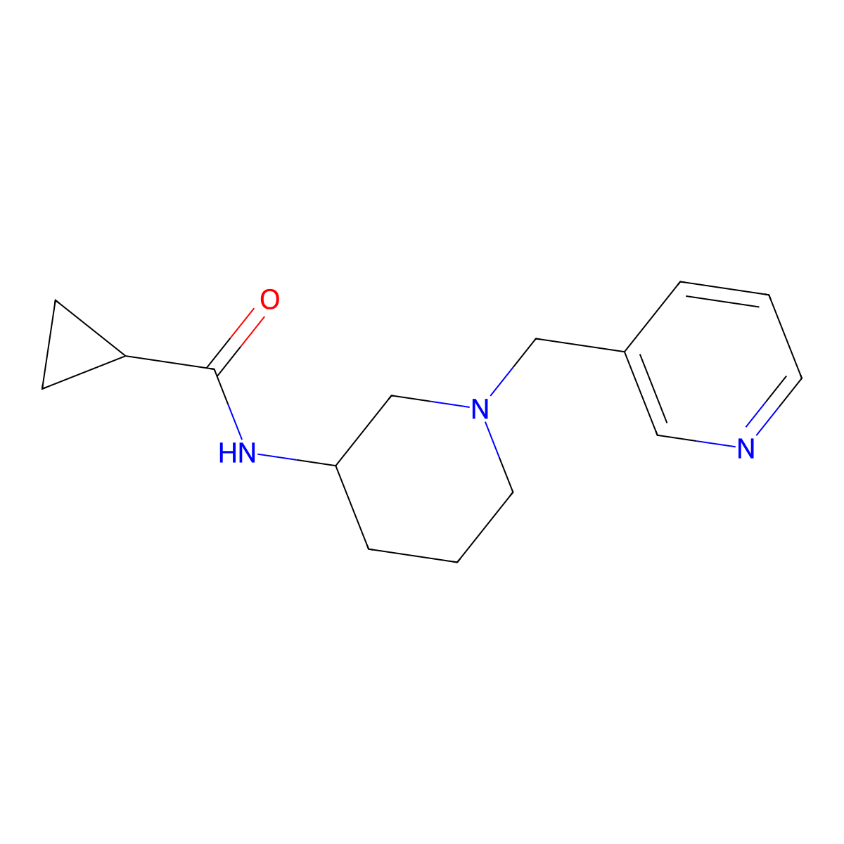 N-{1-[(pyridin-3-yl)methyl]piperidin-3-yl}cyclopropanecarboxamide molecular structure, CAS 2742012-29-7