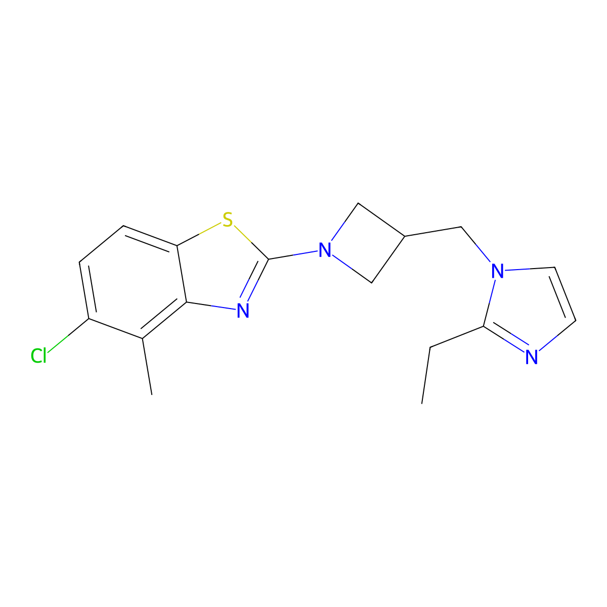 5-chloro-2-{3-[(2-ethyl-1H-imidazol-1-yl)methyl]azetidin-1-yl}-4-methyl-1,3-benzothiazole molecular structure, CAS 2742012-30-0