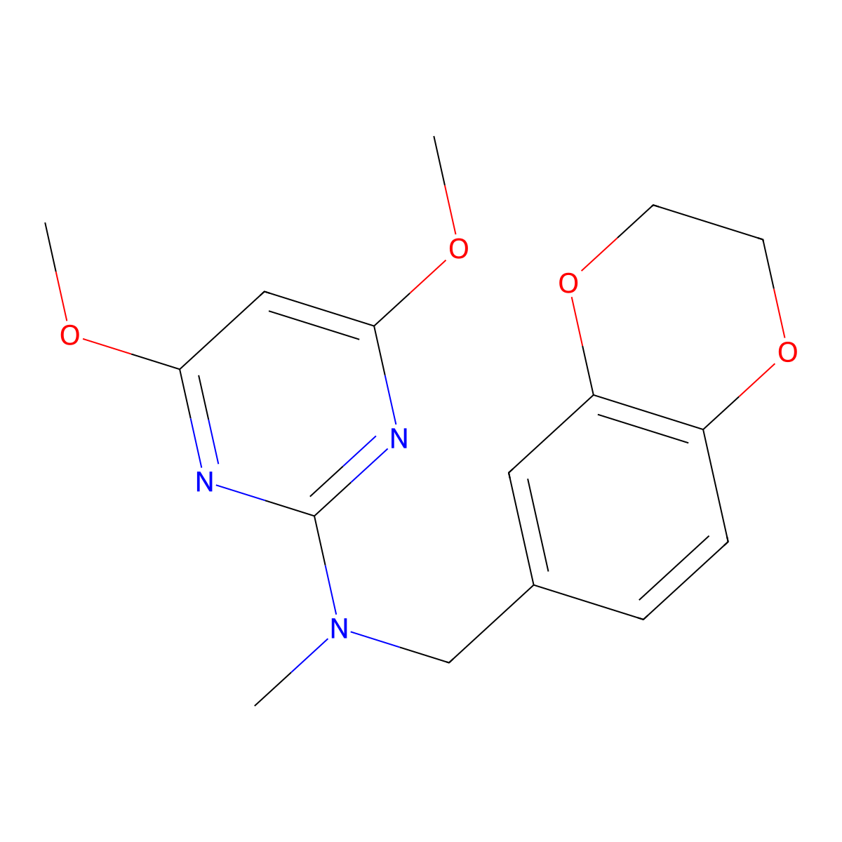 N-[(2,3-dihydro-1,4-benzodioxin-6-yl)methyl]-4,6-dimethoxy-N-methylpyrimidin-2-amine molecular structure, CAS 2742012-31-1