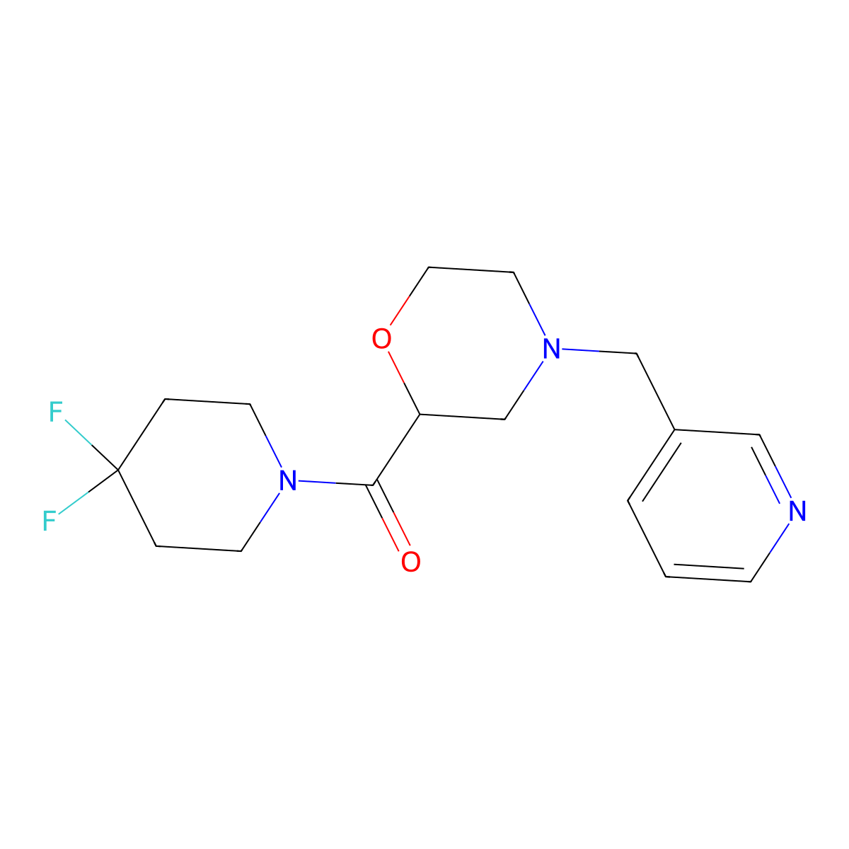 2-(4,4-Difluoropiperidine-1-carbonyl)-4-[(pyridin-3-yl)methyl]morpholine molecular structure, CAS 2742012-35-5