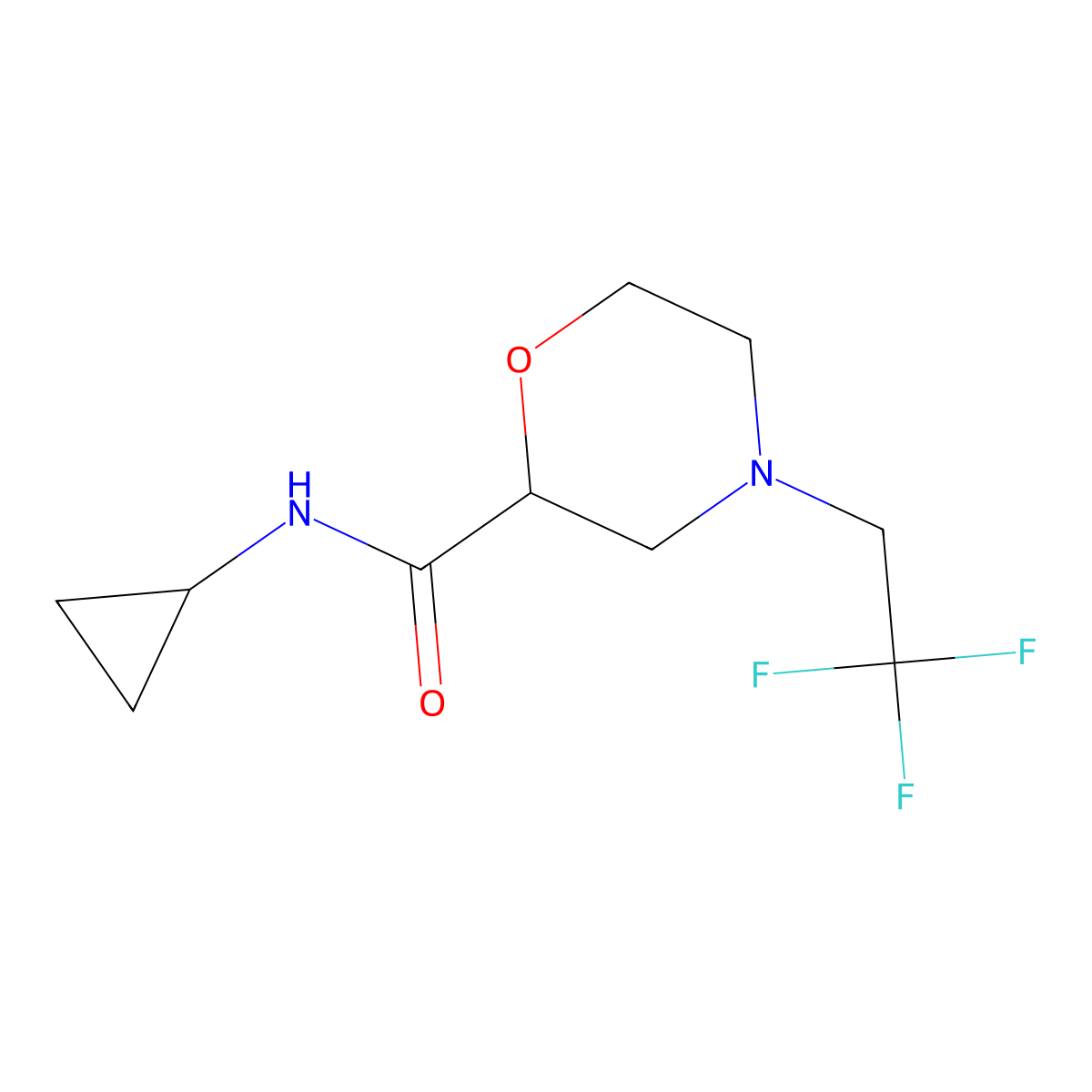 N-cyclopropyl-4-(2,2,2-trifluoroethyl)morpholine-2-carboxamide molecular structure, CAS 2742012-36-6
