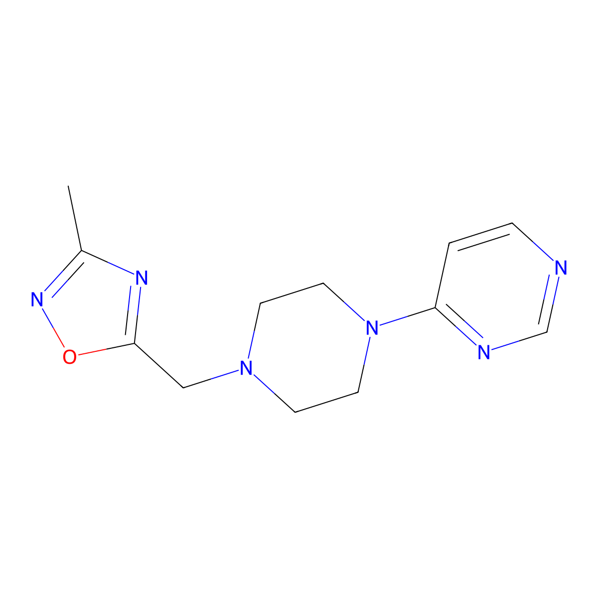 4-{4-[(3-Methyl-1,2,4-oxadiazol-5-yl)methyl]piperazin-1-yl}pyrimidine molecular structure, CAS 2742012-37-7