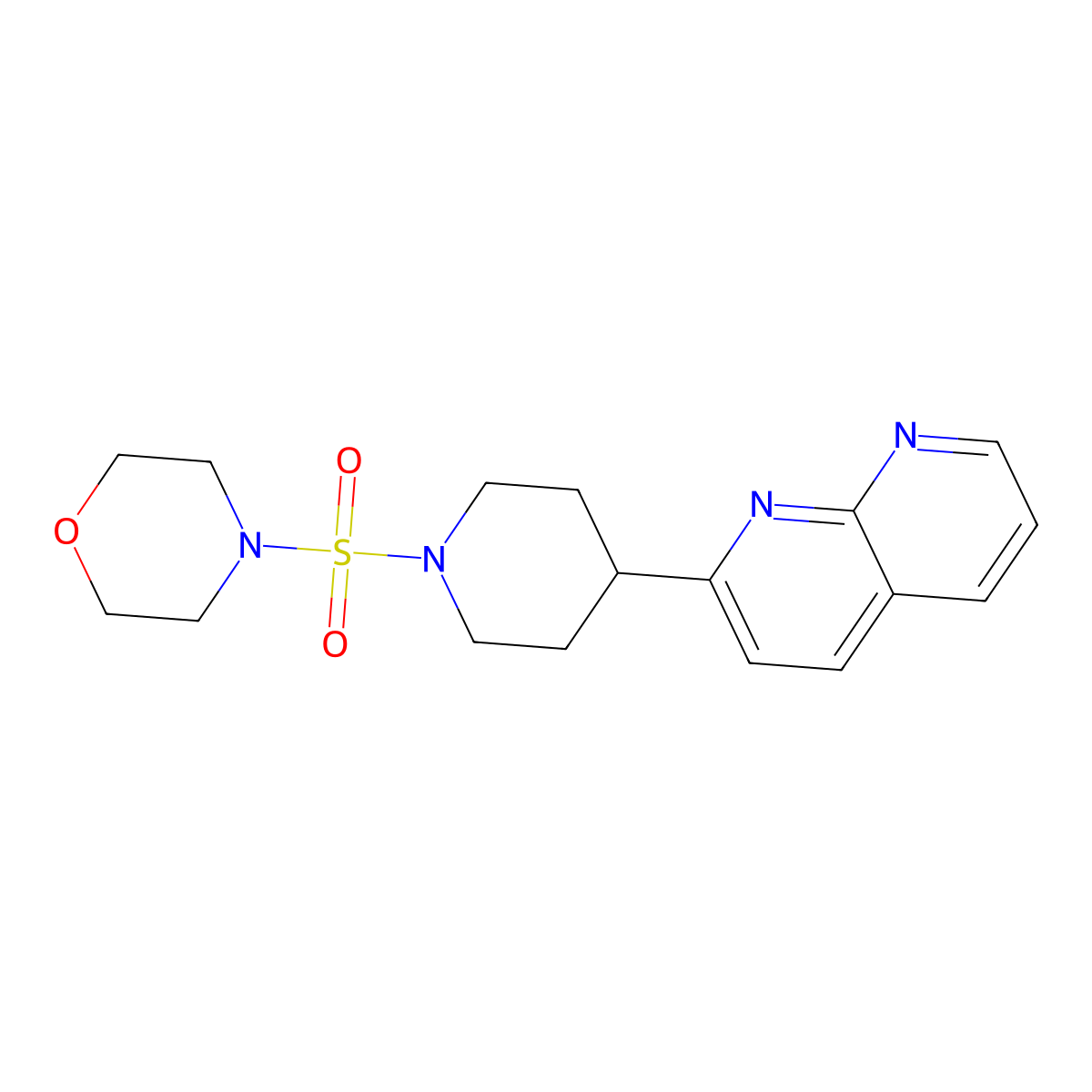 2-[1-(Morpholine-4-sulfonyl)piperidin-4-yl]-1,8-naphthyridine molecular structure, CAS 2742012-38-8