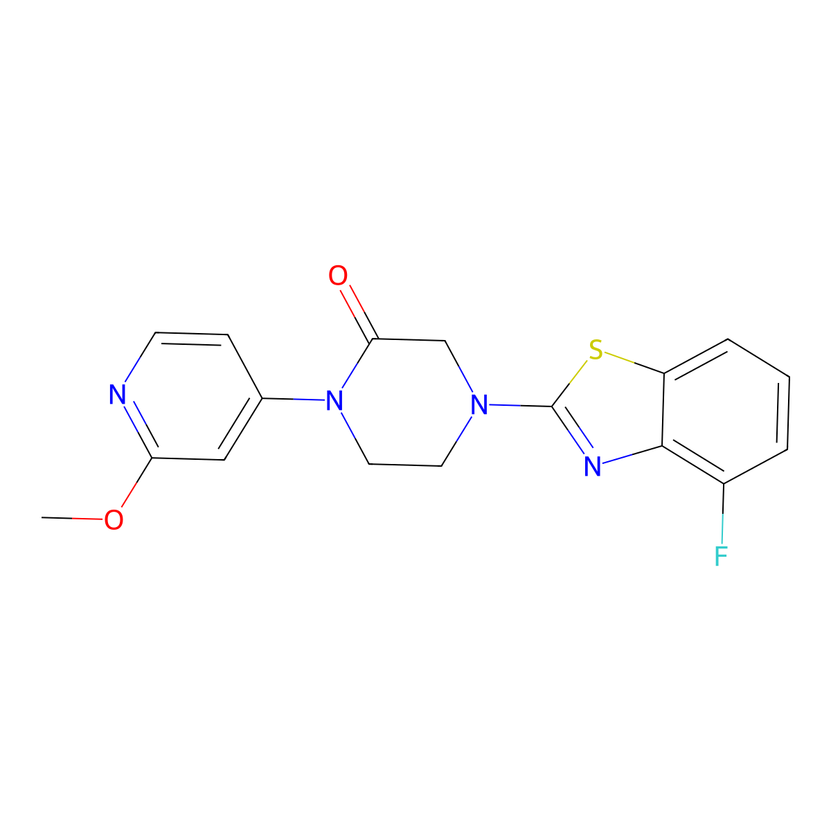 4-(4-Fluoro-1,3-benzothiazol-2-yl)-1-(2-methoxypyridin-4-yl)piperazin-2-one molecular structure, CAS 2742012-42-4