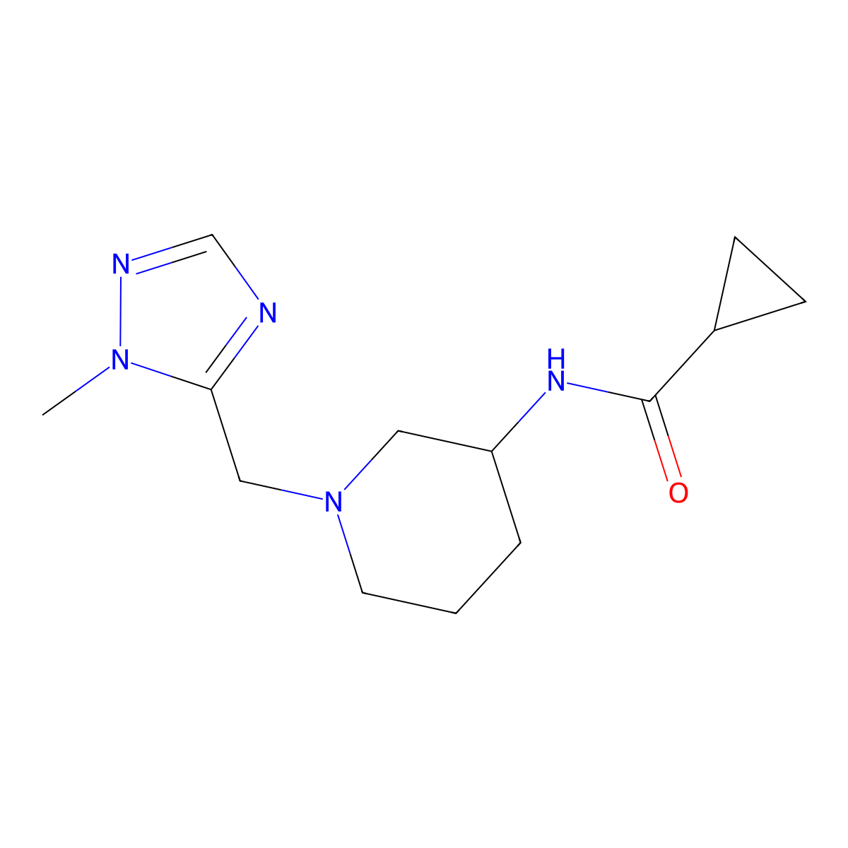 N-{1-[(1-methyl-1H-1,2,4-triazol-5-yl)methyl]piperidin-3-yl}cyclopropanecarboxamide molecular structure, CAS 2742012-46-8