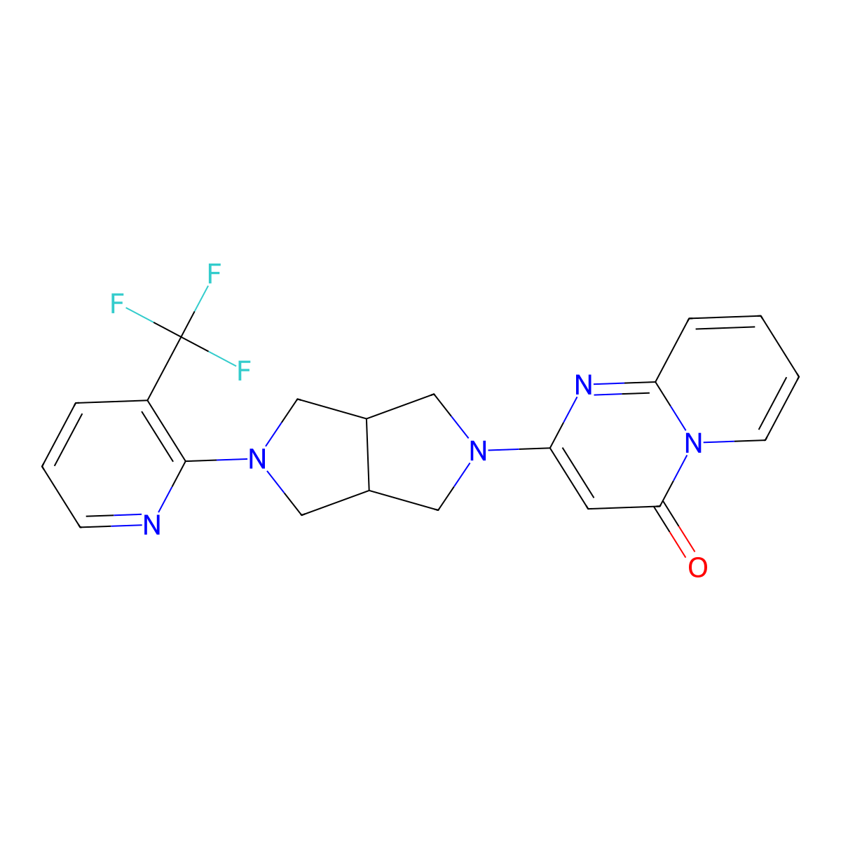 2-{5-[3-(trifluoromethyl)pyridin-2-yl]-octahydropyrrolo[3,4-c]pyrrol-2-yl}-4H-pyrido[1,2-a]pyrimidin-4-one molecular structure, CAS 2742012-47-9