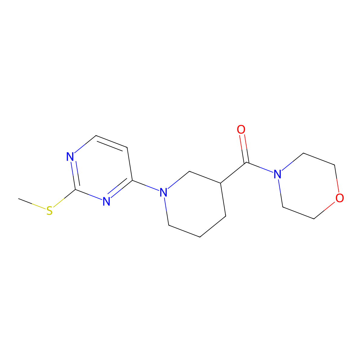 4-{1-[2-(Methylsulfanyl)pyrimidin-4-yl]piperidine-3-carbonyl}morpholine molecular structure, CAS 2742012-48-0
