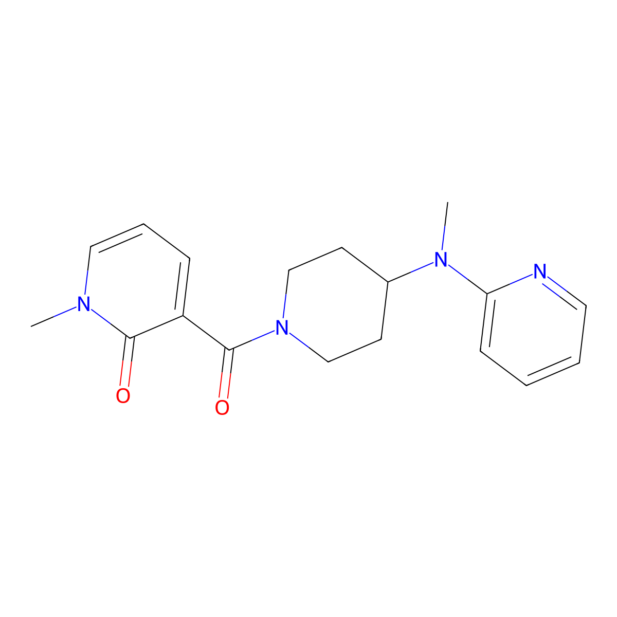 1-Methyl-3-{4-[methyl(pyridin-2-yl)amino]piperidine-1-carbonyl}-1,2-dihydropyridin-2-one molecular structure, CAS 2742012-58-2