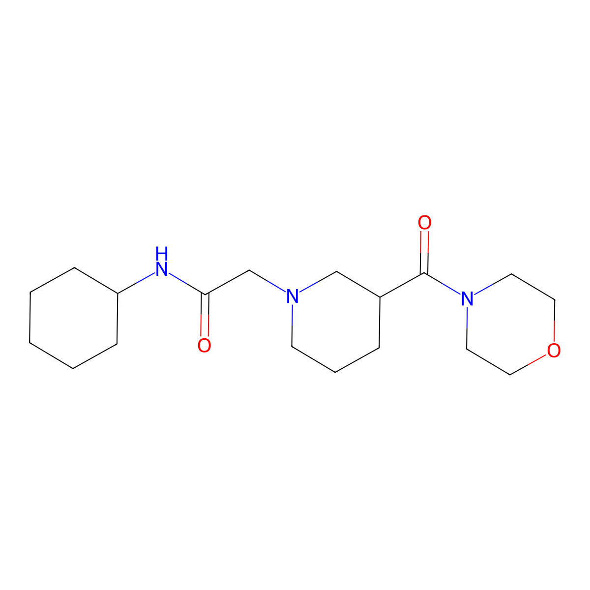 N-cyclohexyl-2-[3-(morpholine-4-carbonyl)piperidin-1-yl]acetamide molecular structure, CAS 2742012-64-0