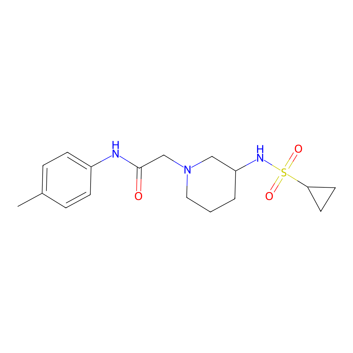 2-(3-cyclopropanesulfonamidopiperidin-1-yl)-N-(4-methylphenyl)acetamide molecular structure, CAS 2742012-66-2