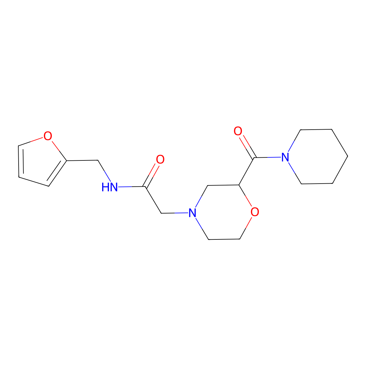 N-[(furan-2-yl)methyl]-2-[2-(piperidine-1-carbonyl)morpholin-4-yl]acetamide molecular structure, CAS 2742012-70-8