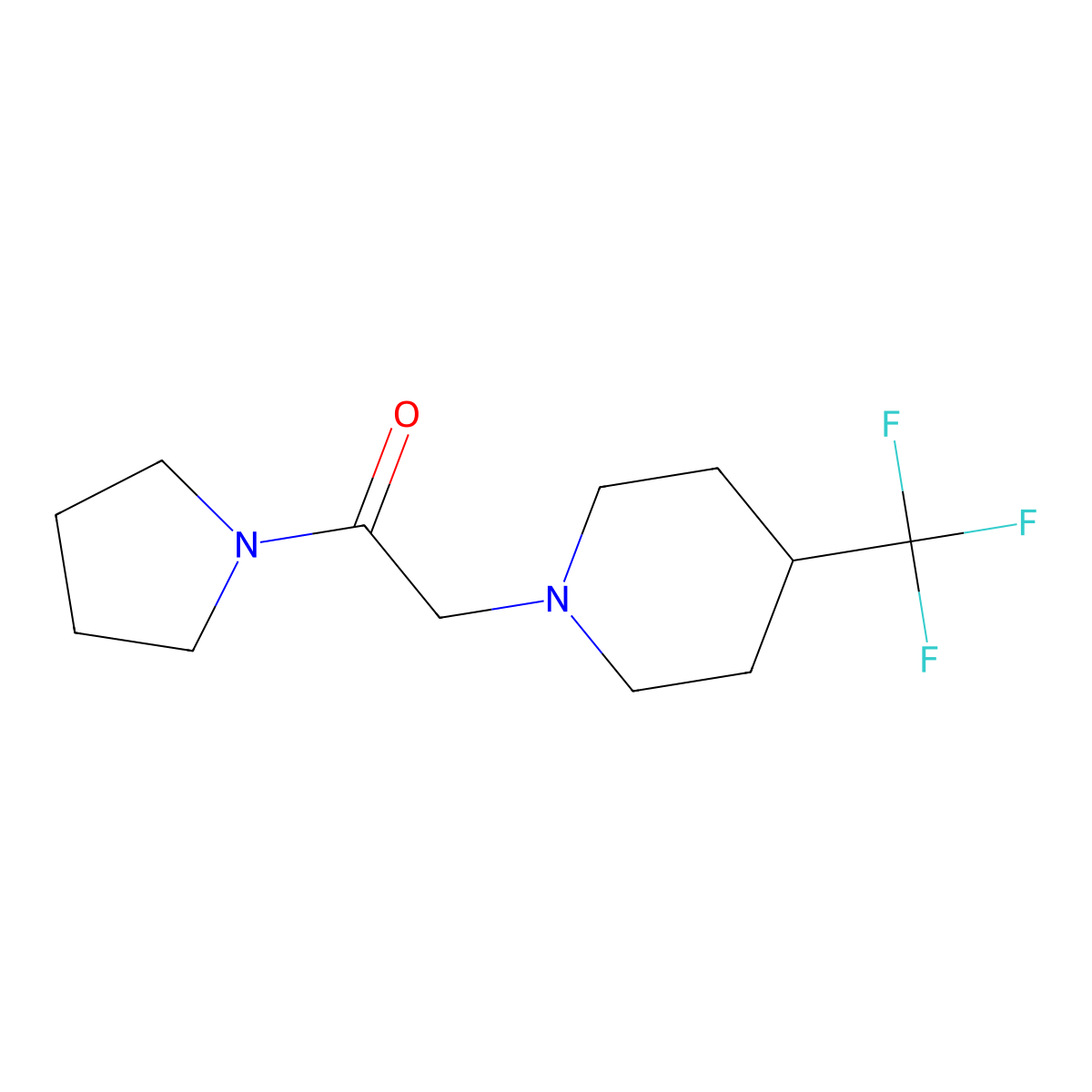 1-(Pyrrolidin-1-yl)-2-[4-(trifluoromethyl)piperidin-1-yl]ethan-1-one molecular structure, CAS 2742012-72-0