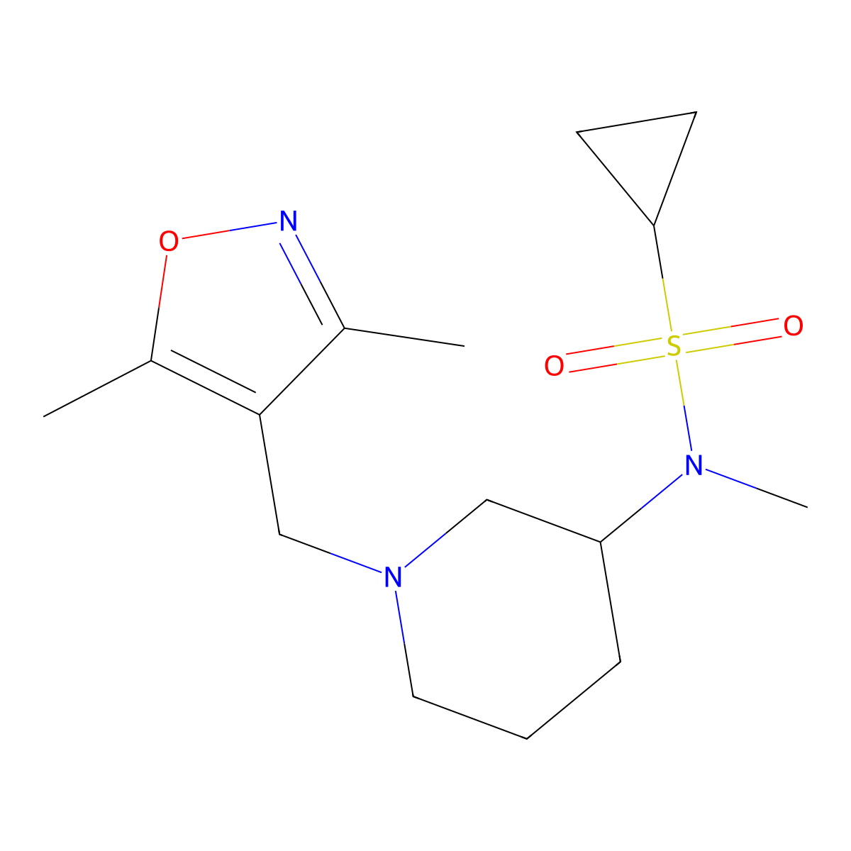 N-{1-[(3,5-dimethyl-1,2-oxazol-4-yl)methyl]piperidin-3-yl}-N-methylcyclopropanesulfonamide molecular structure, CAS 2742012-74-2