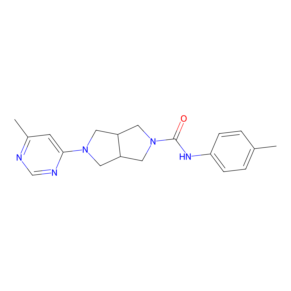 N-(4-methylphenyl)-5-(6-methylpyrimidin-4-yl)-octahydropyrrolo[3,4-c]pyrrole-2-carboxamide molecular structure, CAS 2742012-77-5