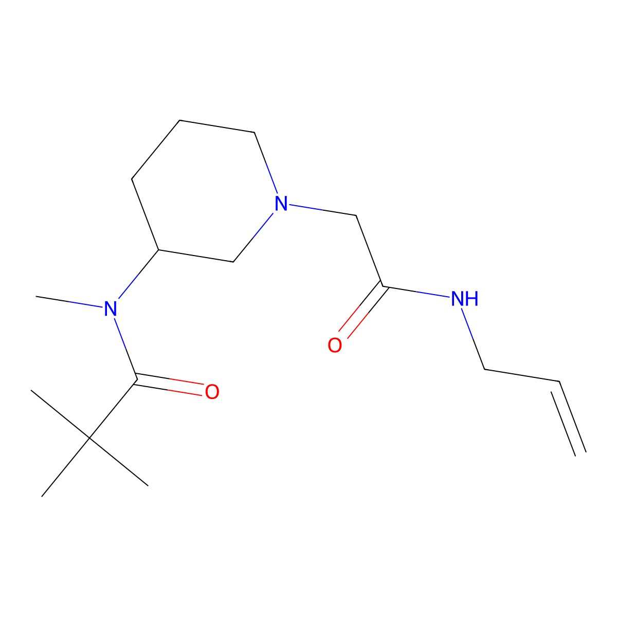 N,2,2-trimethyl-N-(1-{[(prop-2-en-1-yl)carbamoyl]methyl}piperidin-3-yl)propanamide molecular structure, CAS 2742012-80-0