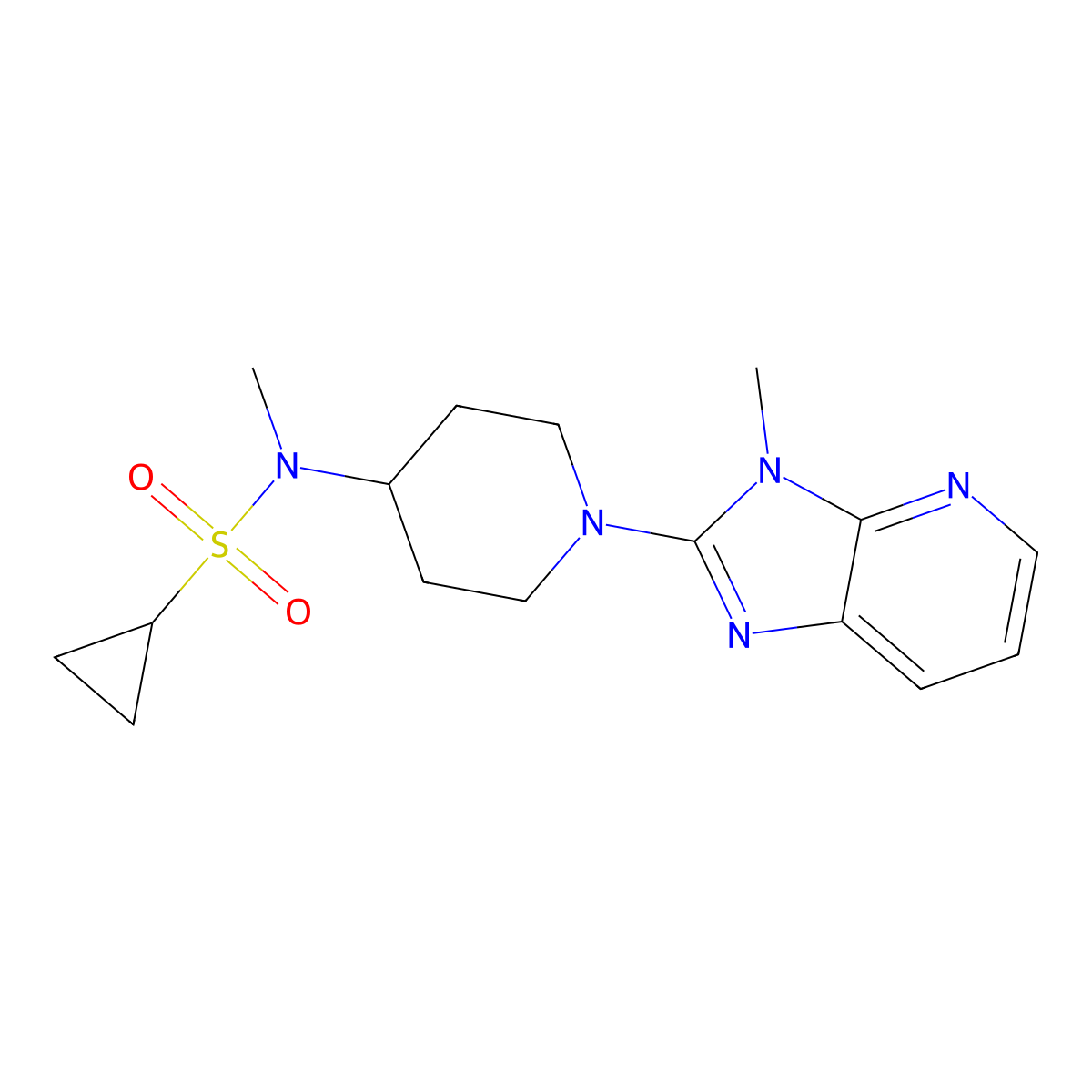 N-methyl-N-(1-{3-methyl-3H-imidazo[4,5-b]pyridin-2-yl}piperidin-4-yl)cyclopropanesulfonamide molecular structure, CAS 2742012-89-9