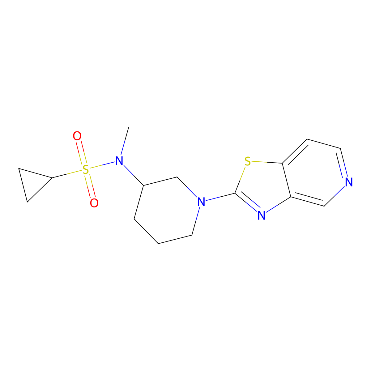 N-methyl-N-(1-{[1,3]thiazolo[4,5-c]pyridin-2-yl}piperidin-3-yl)cyclopropanesulfonamide molecular structure, CAS 2742012-91-3