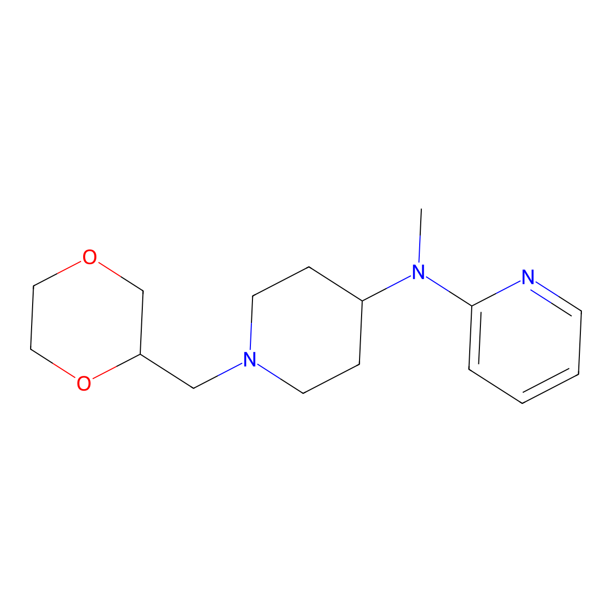 N-{1-[(1,4-dioxan-2-yl)methyl]piperidin-4-yl}-N-methylpyridin-2-amine molecular structure, CAS 2742012-92-4