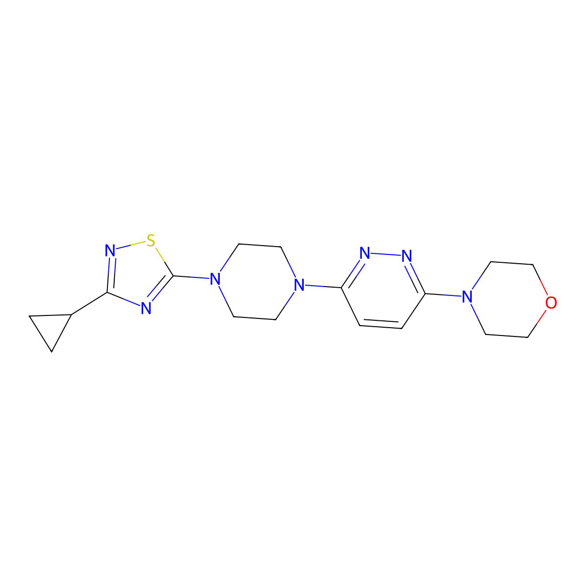 4-{6-[4-(3-Cyclopropyl-1,2,4-thiadiazol-5-yl)piperazin-1-yl]pyridazin-3-yl}morpholine molecular structure, CAS 2742012-97-9