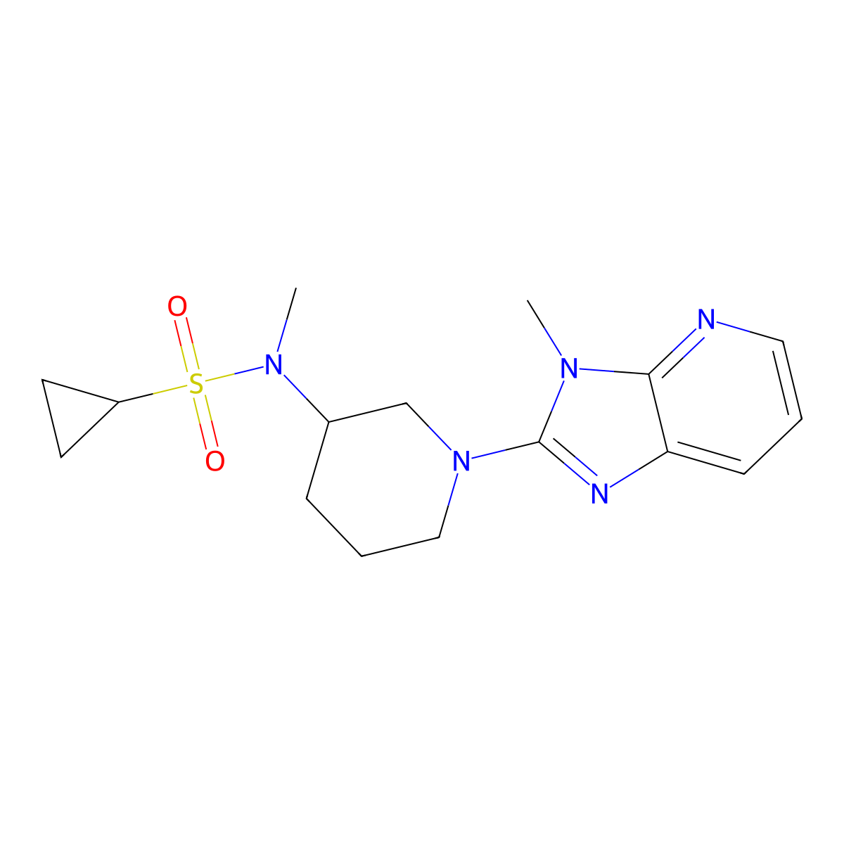 N-methyl-N-(1-{3-methyl-3H-imidazo[4,5-b]pyridin-2-yl}piperidin-3-yl)cyclopropanesulfonamide molecular structure, CAS 2742012-98-0
