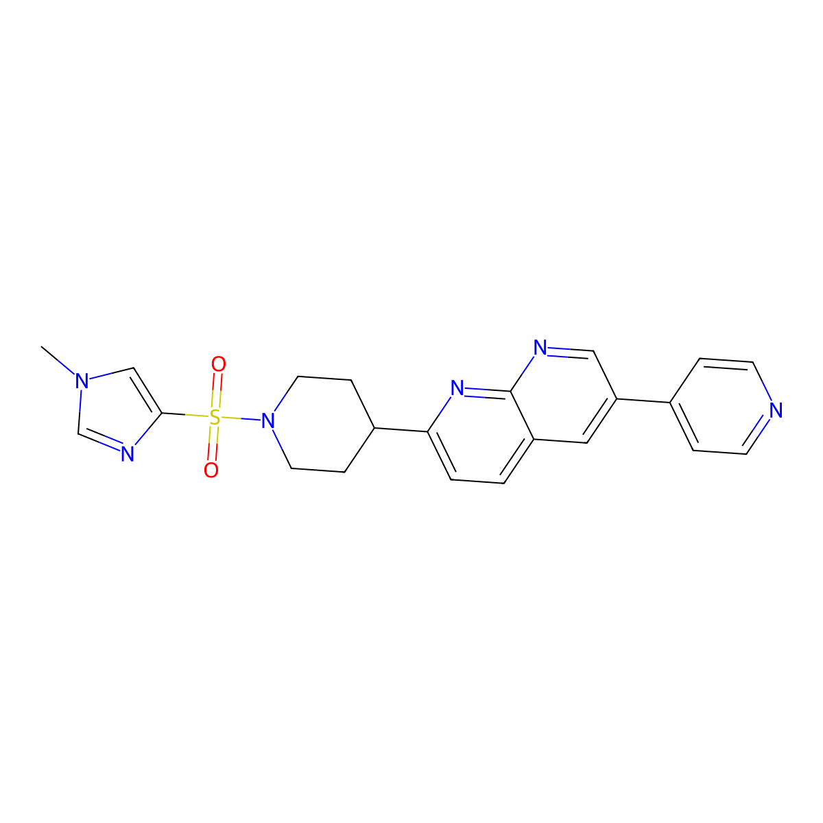 2-{1-[(1-methyl-1H-imidazol-4-yl)sulfonyl]piperidin-4-yl}-6-(pyridin-4-yl)-1,8-naphthyridine molecular structure, CAS 2742013-04-1