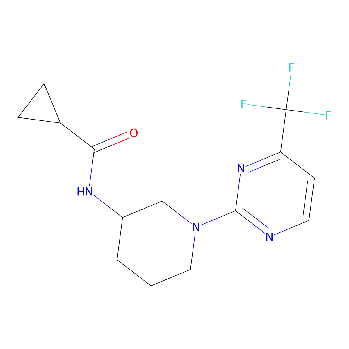 N-{1-[4-(trifluoromethyl)pyrimidin-2-yl]piperidin-3-yl}cyclopropanecarboxamide molecular structure, CAS 2742013-06-3